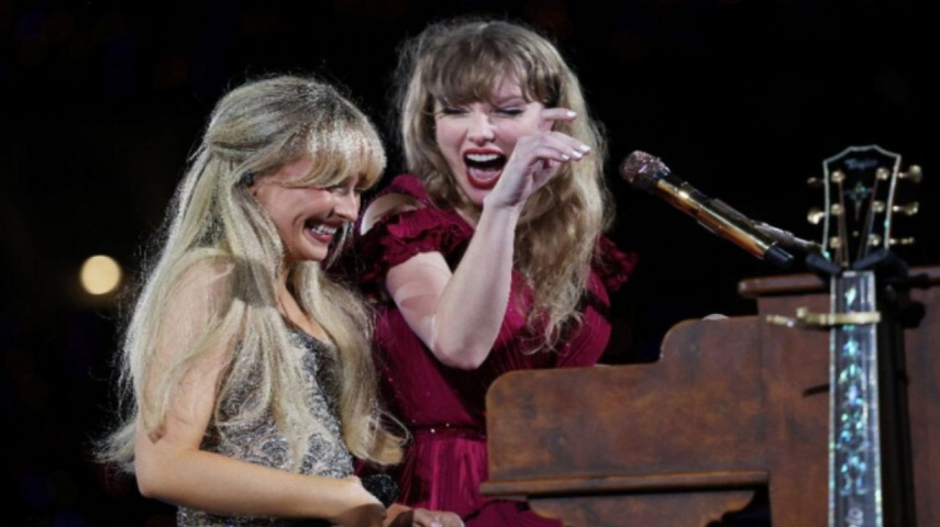 Sabrina Carpenter and Taylor Swift (via Getty Images)