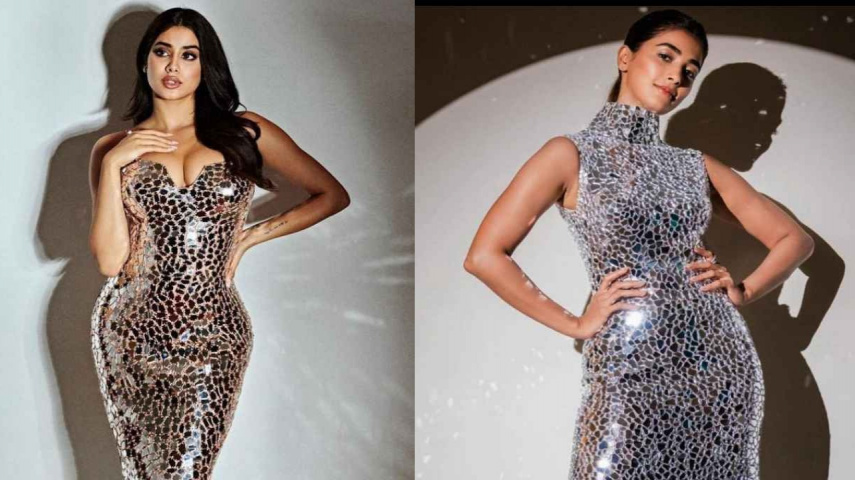 Janhvi Kapoor, Pooja Hegde, Silver sequinned dress, fitted gown, Style, Fashion
