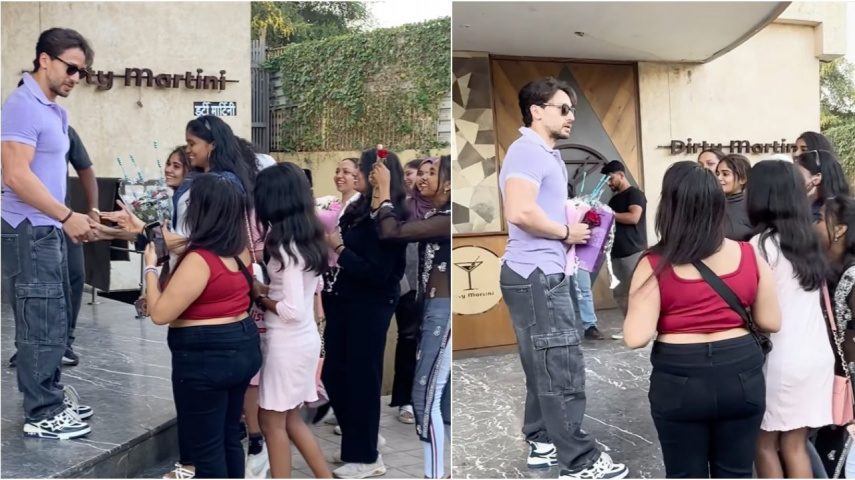 WATCH: Tiger Shroff receives roses, gifts from female fans on Valentine's Day; actor graciously poses for pics