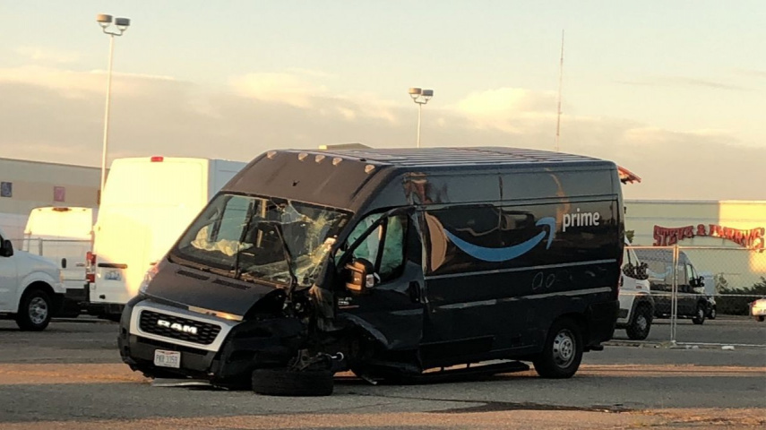 Amazon van faces severe accident 
