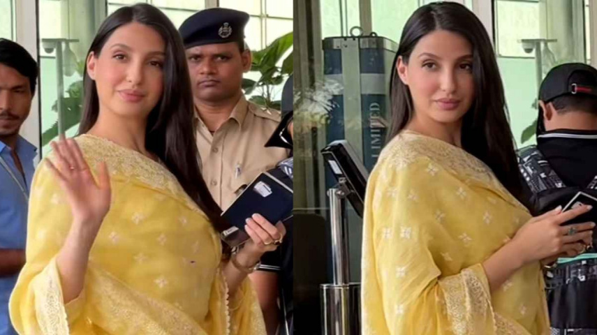 Nora Fatehi, airport, ethnic wear, suit, salwar suit, Hot, Bollywood, Style, Fashion