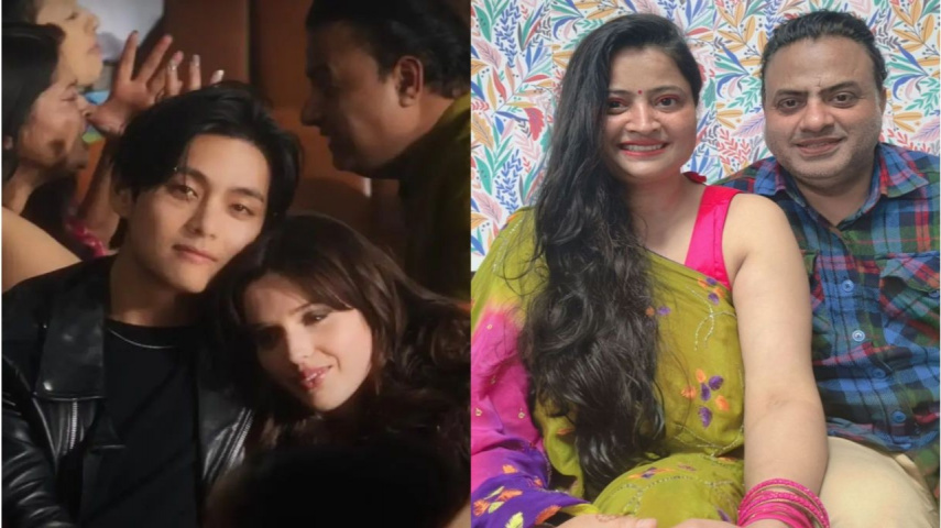 BTS' V, Indian Couple in FRI(END)S music video; Image Courtesy: BIGHIT MUSIC, Shailla Khan's Instagram