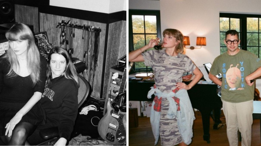Taylor Swift, Laura Sisk and Jack Antonoff during intimate album sessions (via Instagram / Jack Antonoff)