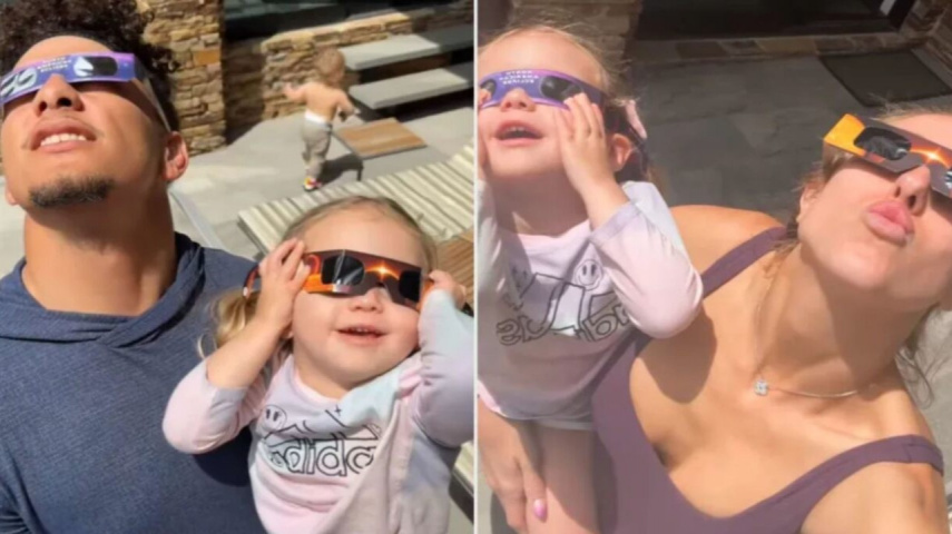 Superdad Patrick Mahomes' Hustle to Protect Daughter's Eyes During Eclipse