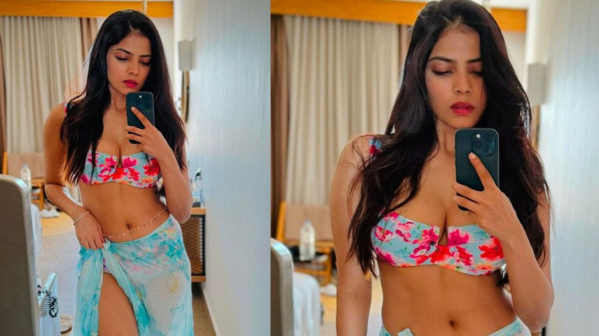 Malavika Mohanan looks sizzling hot in floral bikini swimsuit