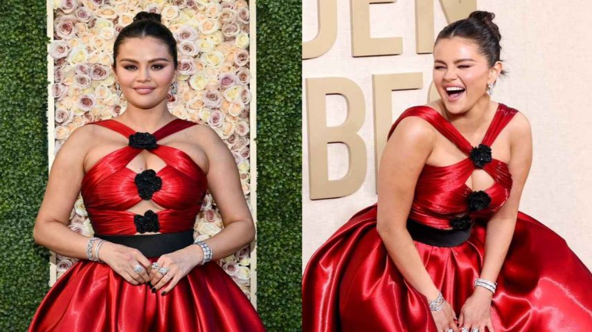 Selena Gomez, Golden Globes 2024, Red Carpet, Armani, Style, Fashion