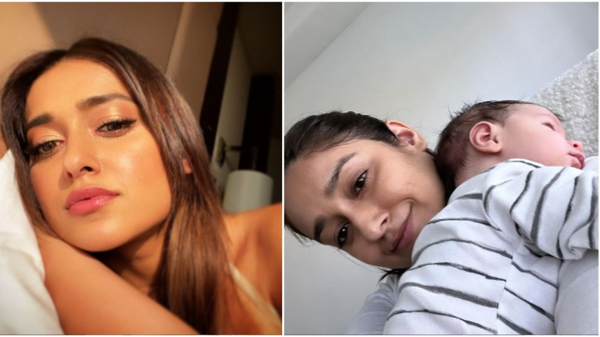 Ileana D'cruz gets nap-trapped by baby Koa Phoenix Dolan as she attempts to workout; see PIC