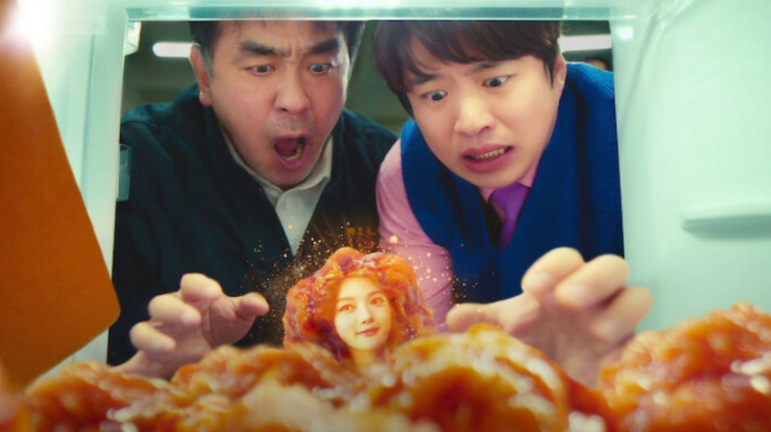 Ryu Seung Ryong, Ahn Jae Hong, and Kim Yoo Jung in Chicken Nugget; Image: Netflix