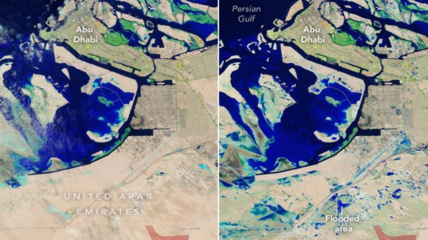 NASA Captures Images Of Flooded Zones In UAE After Torrential Rain