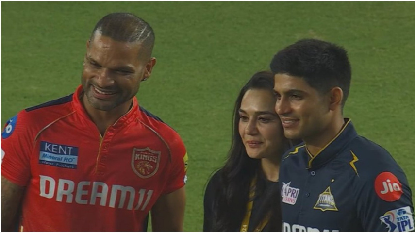 Preity Zinta wears big smile as PKBS secures win against GT in IPL match; poses with Shubman Gill, Shikhar Dhawan