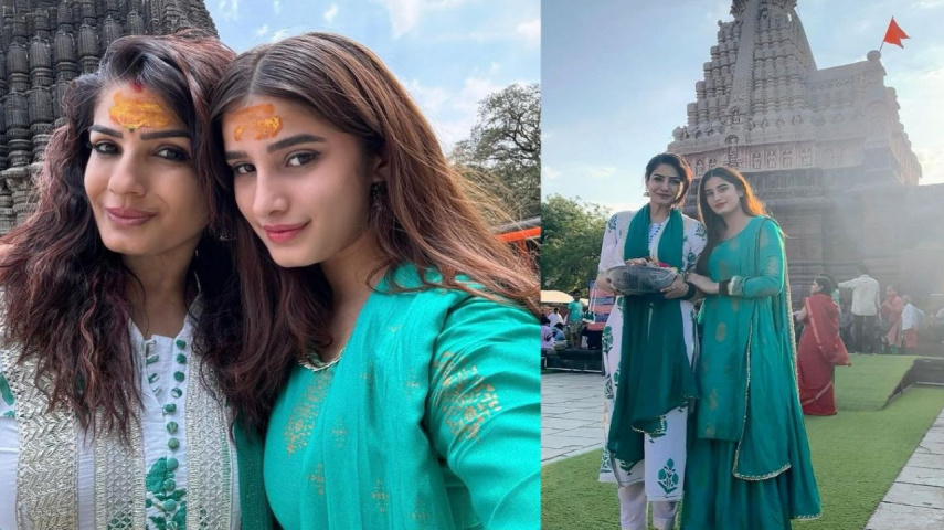 PICS: Raveena Tandon seeks blessings at Maharashtra temple with daughter Rasha Thadani (Instagram/Raveena Tandon)