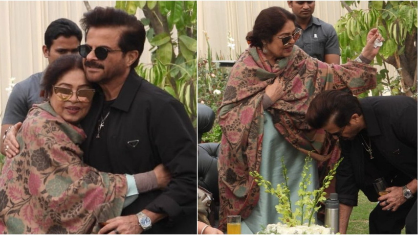 PICS: Anil Kapoor respectfully touches Kirron Kher's feet during their visit to Abhinav Bindra's house for lunch
