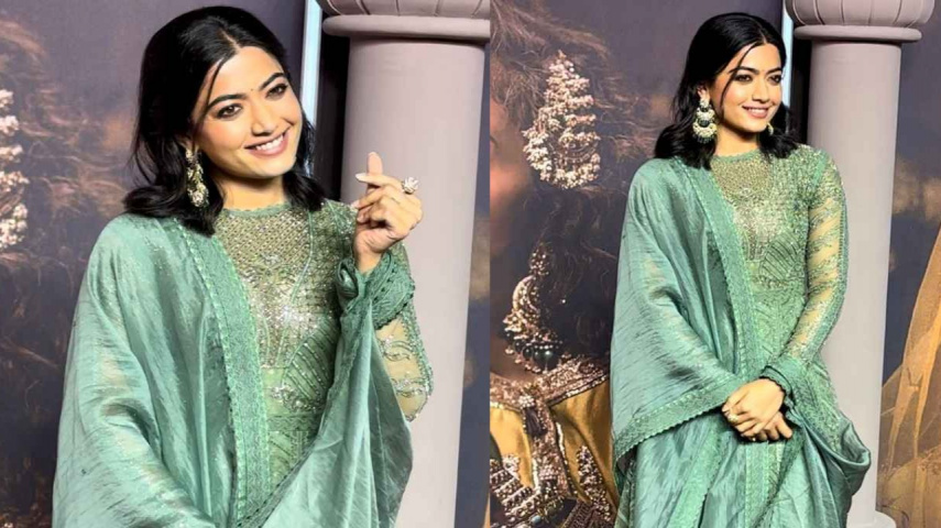 Rashmika Mandanna, Animal. ethnic suit, Anarkali, jade green, ethnic wear, Style, Fashion
