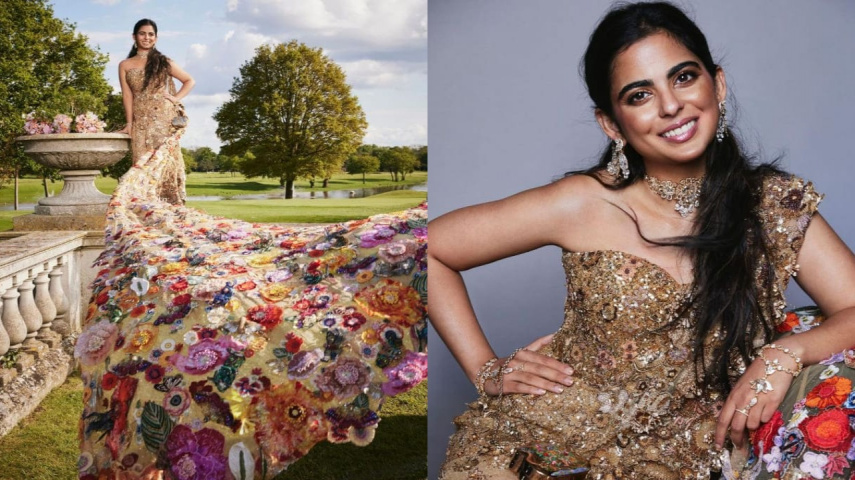 Isha Ambani in floral gown by Rahul Mishra at Met Gala 2024