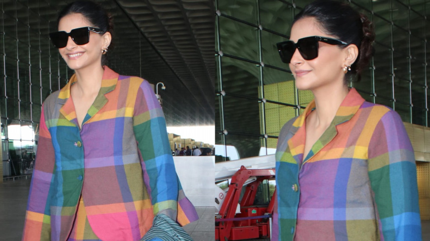 Sonam Kapoor spotted at airport in her colorful look
