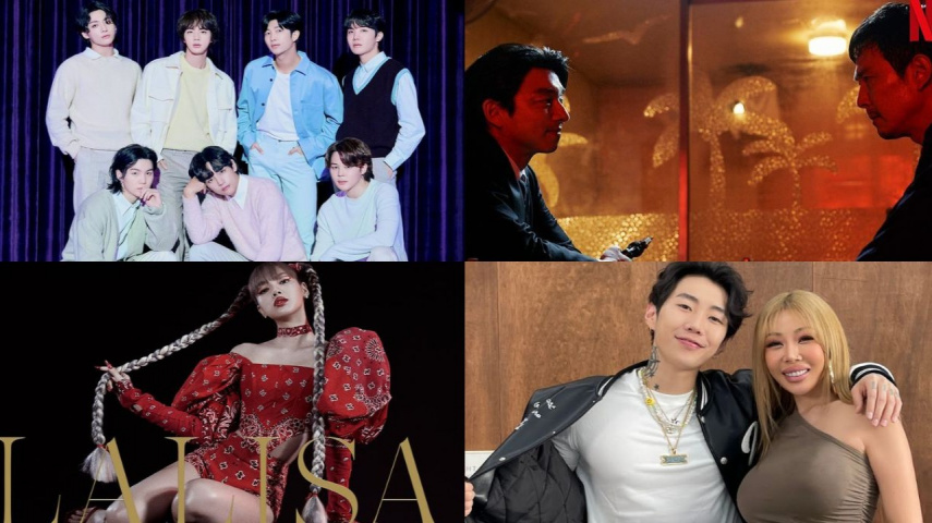 BTS, Squid Game Teaser Image, BLACKPINK's Lisa, Jay Park & Jessi; Image Courtesy: BIGHIT MUSIC, Netflix, YG Entertainment, MORE VISION