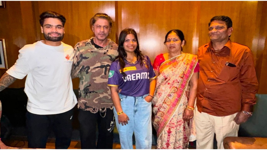 PIC: Shah Rukh Khan poses with KKR’s Rinku Singh and family; cricketer says ‘The ones who make my heart smile’
