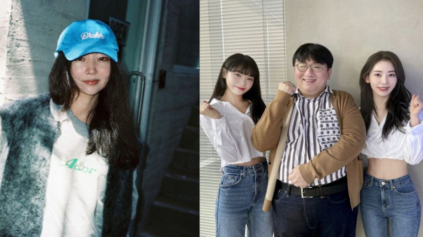 Min Hee Jin (Image Credits- Min Hee Jin's Instagram), Bang Si Hyuk, Sakura, Chaewon (Image Credits- Bang Si Hyuk's Instagram)