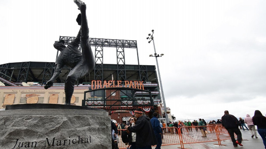 A detailed view of the Juan Marichal statue [ Credit-Getty Images]