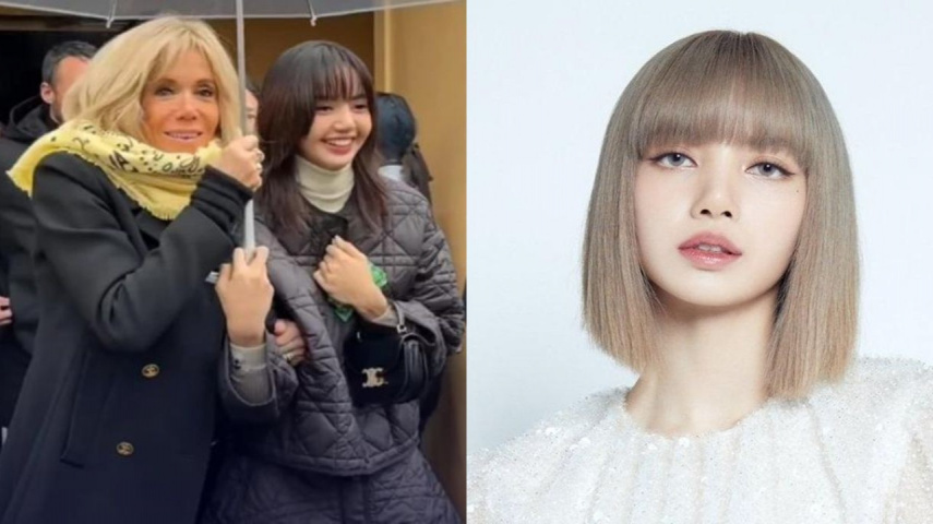 France's First Lady Brigitte Macron and BLACKPINK’s Lisa; Image Credit: X (formerly Twitter), YG Entertainment 