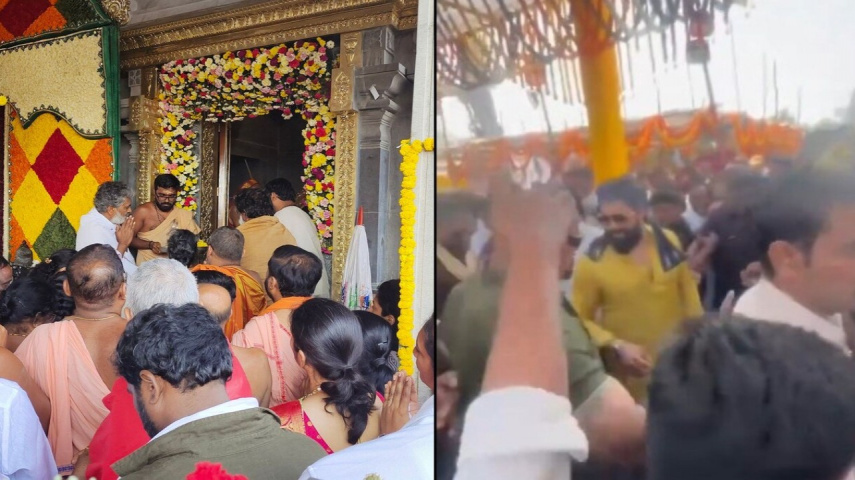 Yash, SS Rajamouli attend Pran Pratishtha ceremony in Sri Amrutheswari Temple in Bellary and seeks blessings
