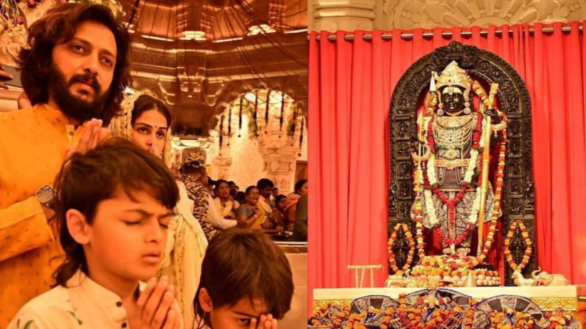 Riteish Deshmukh shares PICS with Genelia and sons from visit to Ayodhya's Ram Mandir