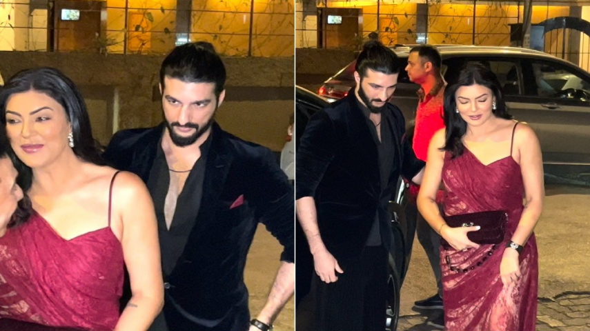 WATCH: Sushmita Sen-Rohman Shawl are all smiles as they attend Neeta Lulla's party 