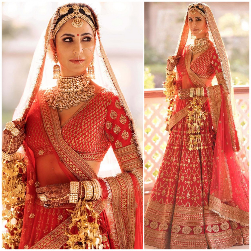 Katrina Kaif makes for a GLORIOUS bride in a red Sabyasachi lehenga with luminescent glam makeup