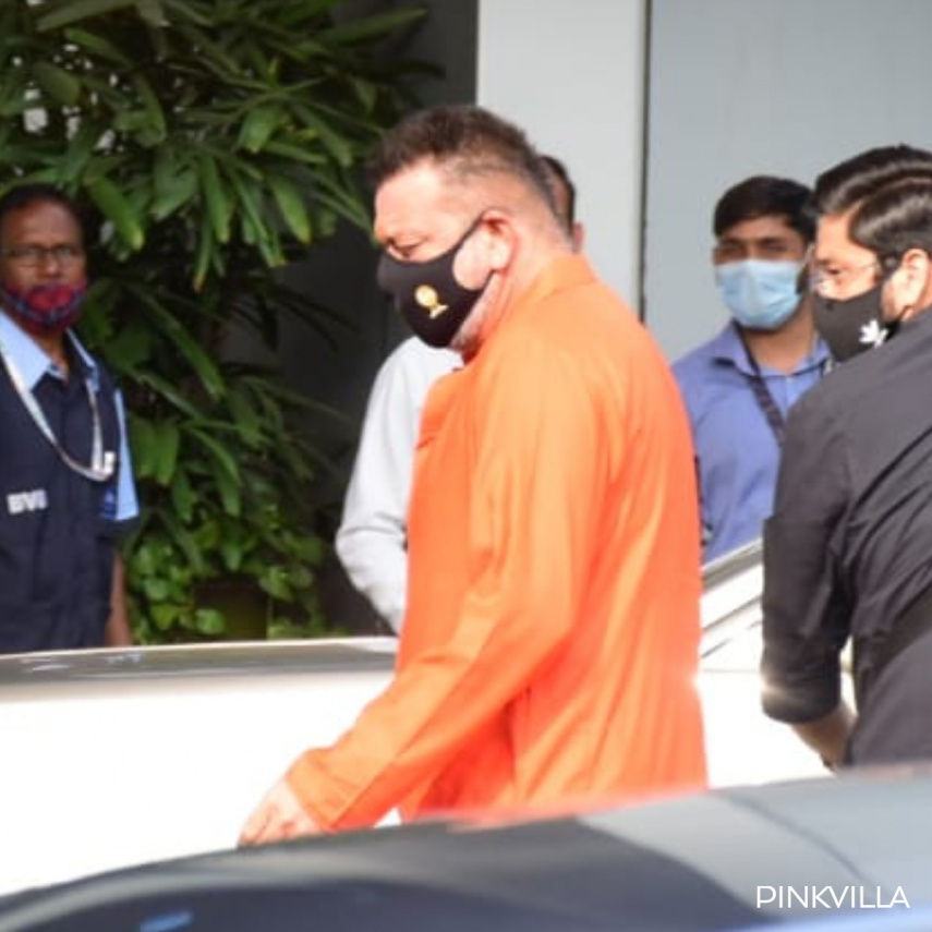 PICS: Sanjay Dutt keeps it vibrant in an orange kurta as he gets papped at the airport 