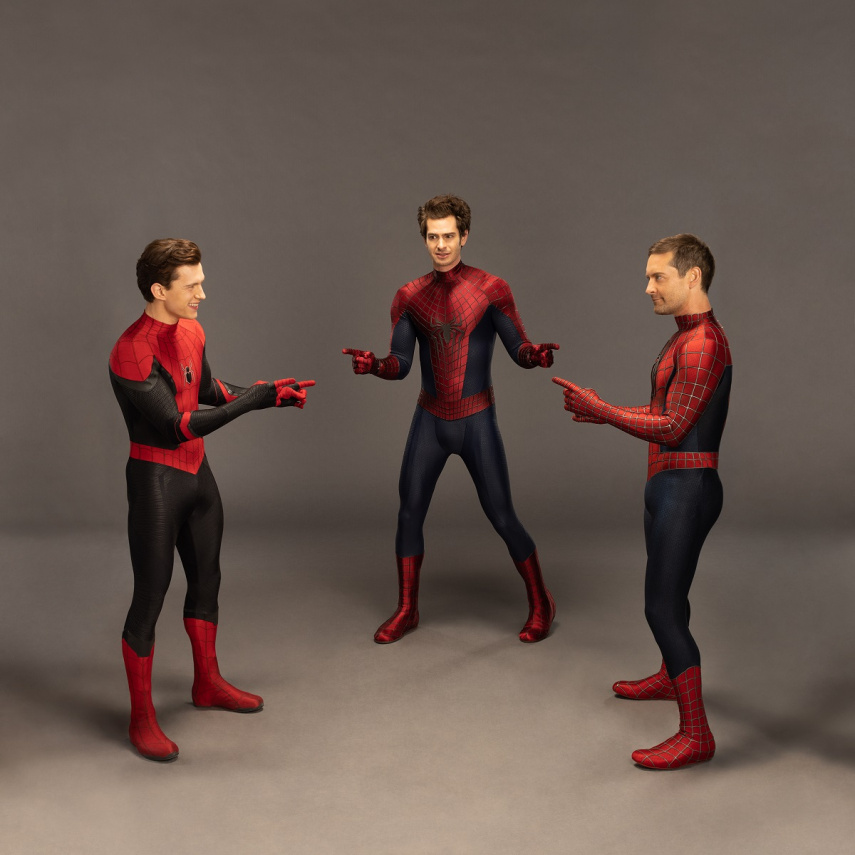Spider-man: No Way Home starring Tom Holland, Tobey Maguire and Andrew Garfield (image courtesy of Sony Pictures)